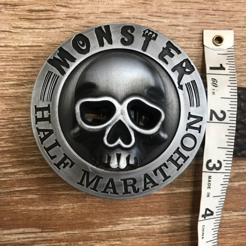 Monster Half Marathon Buckle Justin Leather Belt
